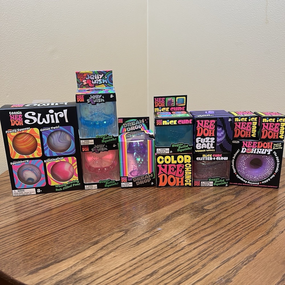 Schylling NeeDoh Lot Of 11 Authentic Squishy Toys Dream Drop Jelly Squish Fuzz